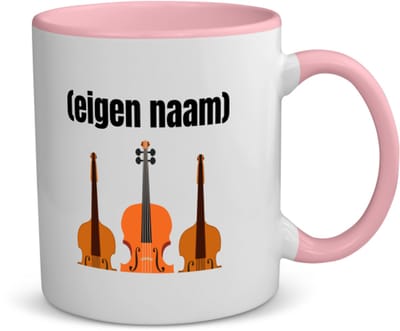 Akyol - 3 violen koffiemok - theemok - roze - Viool - muziek liefhebbers - met eigen naam - de echte viool liefhebber - cadeau - kado - 350 ML inhoud