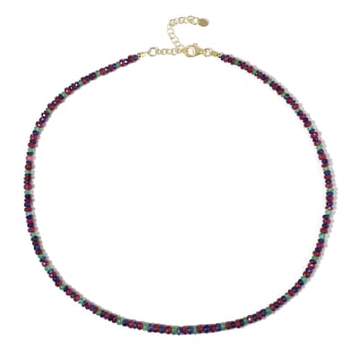 Cavill - Zilveren Halsketting 925 Sterling Verguld - Madagaskar Robijn 30.44 ct, Blauwe Saffier 31.07 ct, Smaragd 4.55 ct - Verstelbaar 45-50 cm