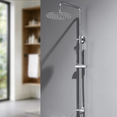 Auralum Max Regendouche - Zonder kraan - Roestvrijstalen Doucheset - 8 inch Douchekop - Elegant Handdouche - Duurzame Messing Omsteller voor Badkamer - Chroom