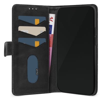 Mobilize Telefoonhoesje geschikt voor Samsung Galaxy A36 Hoesje Echt Leer | Mobilize Wallet Bookcase Portemonnee | Pasjeshouder voor 3 Pasjes | Telefoonhoesje voor Pinpas / OV Kaart / Rijbewijs - Zwart