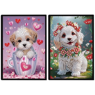 Set van 2 Diamond Painting Notebooks A5 - DIY 5D Schilderen, Dagboek voor Dierenliefhebbers, Creatieve Geschenken voor Verjaardagen en Schrijven