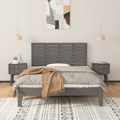vidaXL - Hoofdbord - wandmontage - 146x3x63 - cm - massief - grenenhout - grijs