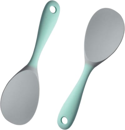 Dailygoods- Rijstlepel 2 Stuks - Siliconen - Anti-aanbaklaag - Ergonomisch Ontwerp - Ophanggat - Hoge Temperatuurbestendigheid - Keukenlepel