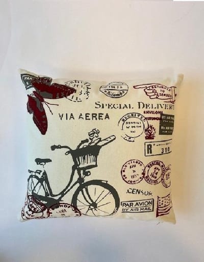 Kussenhoes katoen wit 45x45 cm Fiets