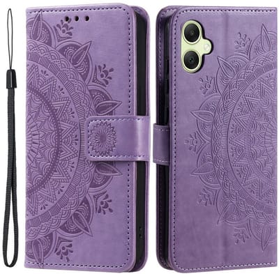 Hoesje Geschikt voor Samsung Galaxy A07 - Mandala Book Case met Pasjeshouder - Beschermhoes met Portemonnee Paars