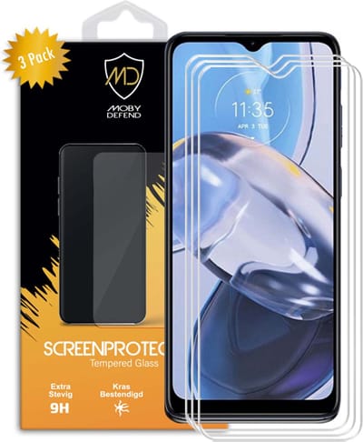 3-Pack MobyDefend Screenprotectors - Geschikt voor Motorola Moto E22 / E22i - Case-Friendly Screensaver - Gehard Glas