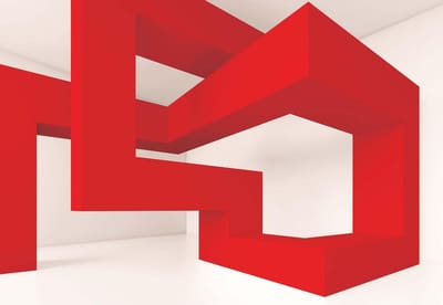 Fotobehang Modern Abstract Red White | XL - 208cm x 146cm | 130g/m2 Vlies