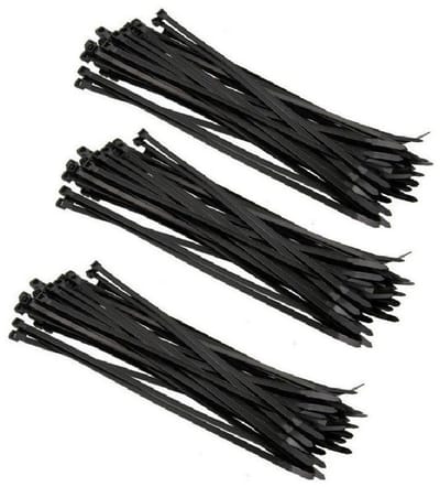 300x kabelbinders tie-wraps - 3,6 x 200 mm - zwarte ribs