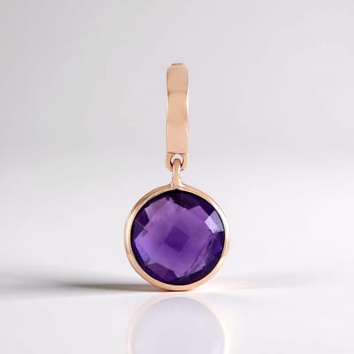 Cavill - Elegante 925 Sterling Zilveren Hanger - Roségoud Verguld - Braziliaanse Amethist 1,8 ct Rond Dambord Slijpsel - Handgemaakt Sieraad