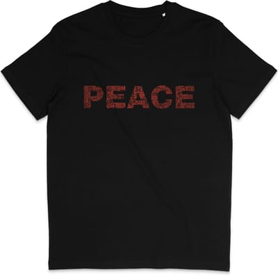 Heren en Dames T shirt - Peace, Vrede - Zwart - XS