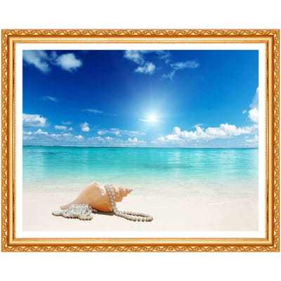 5D Diamant Borduurwerk Puur Mooi Zee Strand Foto 5D Diy Diamant Schilderij Naaldwerk Woondecoratie 20X30CM blue