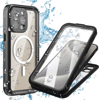Geschikt voor Apple iPhone 15 Pro Max 5G - IP68 Waterdicht - Met ingebouwde Displaybeschermer - Stofdicht - Back Cover Hoesje - Zwart