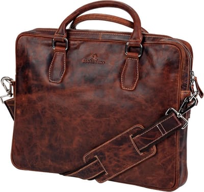 Blucactus Leer Laptoptas 15 Inch- kantoortas- Messenger/Laptop Bag- Schoudertas Heren-donker bruin- LB1004BR