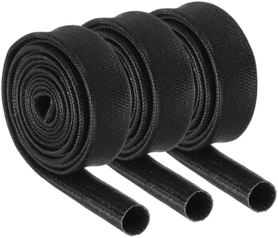Dailygoods - QUARKZMAN Isolatiehoezen voor kabels, 3 stuks, 7 mm ID, zwart, glasvezelmantel, siliconen gecoat, hoge temperatuur, voor leidingen voor auto's en elektrische bedrading, zwart