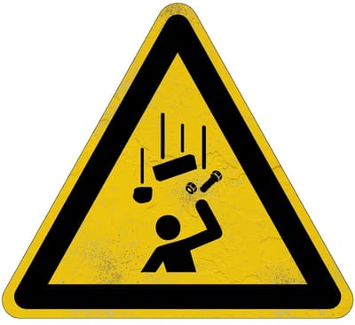 Vallende objecten waarschuwingsbord - W035 | Sign Again materiaal | 20 cm