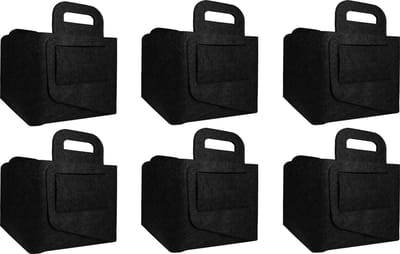 QUVIO Opbergmand - Vilt - Set van 6 - Organizer - Opbergdozen - Opbergen - Opbergbox - Opbergbak - Rechthoek - 27 x 40 x 26 cm - Zwart - Gemeleerd