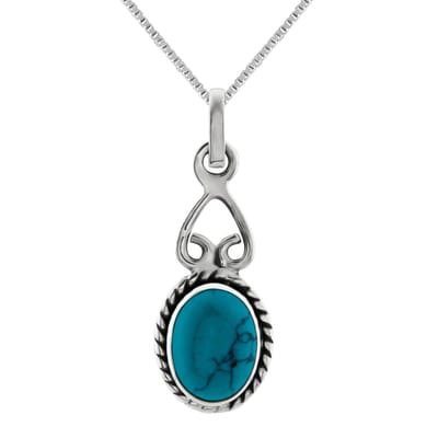 WeLoveSilver - zilveren ketting dames - turquoise steen - omgekeerd hart