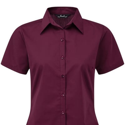 Premier Popeline blouse met korte mouwen / Gewoon werkoverhemd (Aubergine)