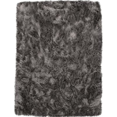Hoogpolig tapijt Playara antraciet 60x100 cm