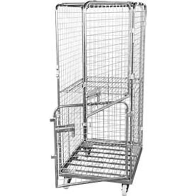 Rolcontainer, 5-zijdig, 2 deuren, met houten rolplaat, 724 x 815 x 1800 mm