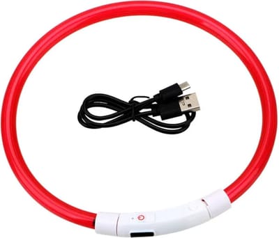 Lichtgevende Halsband Hond - USB Oplaadbaar - Rood - 70 cm - Honden Lampje Halsband - LED Halsband Hond - Hondenverlichting