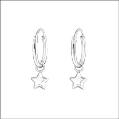 Oorbellen meisje - Oorringen - Zilveren oorringetjes 12mm Sterretje 3D-5mm | |2mm | Zilver | Kinderen | Verkleurd niet