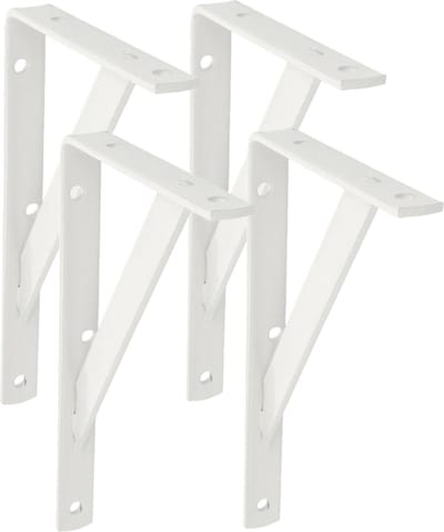 AMIG Plankdrager/planksteun van metaal - 4x - gelakt wit - H250 x B200 mm - boekenplank steunen - tot 320 kg