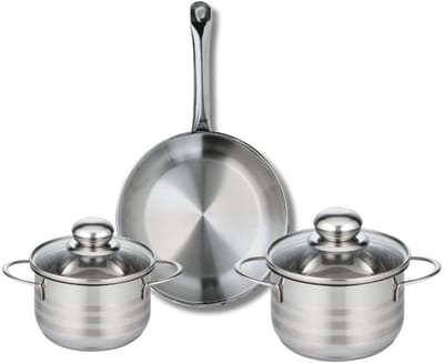 Set van 1 Koekenpan 24 cm en 2 kookpotten 14 en 16 cm Elo Profi Brillant
