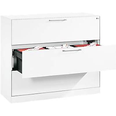 Hangmappenkast Asisto C 3000, 3 schuifladen, 3 rijen, B 1200 mm, wit/wit