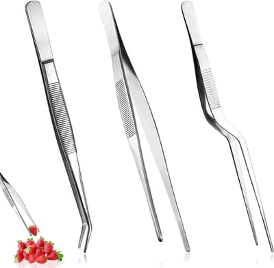 Set van 3 Keukenpincetten van 16 cm voor Decoreren van Gerechten, Koken en Bakken