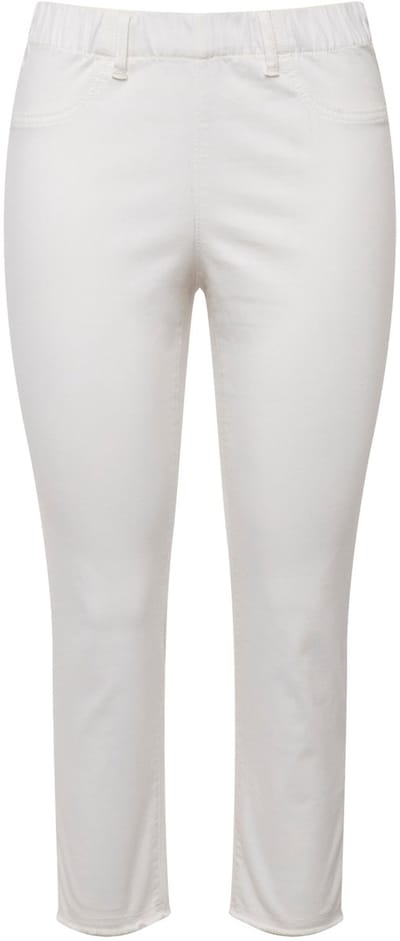 Ulla Popken - Dames - 7/8-broek Sienna gerafelde zoom smalle pijpen - Sneeuwwit - Maat 42