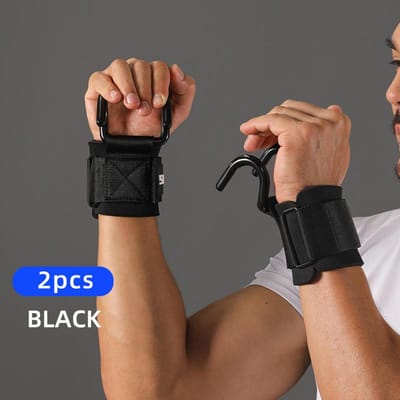 Vbosi Heavy Duty Gewichtheffen Haakbanden Neopreen Gewatteerde Stalen Haken Voor Deadlifts Pull Ups Krachttraining one size zwart