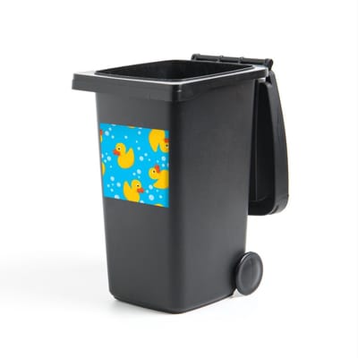 Container sticker Eend illustraties - Een illustratie van eenden met bubbels Klikosticker - 40x40 cm - kliko sticker - weerbestendige containersticker