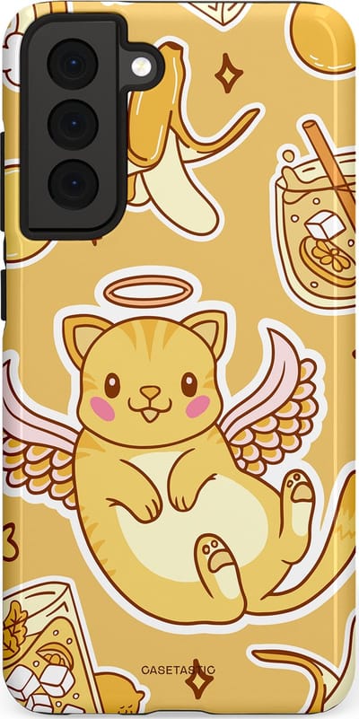 Casetastic Hoesje Geschikt voor Samsung S21 FE - Stijlvolle Beschermende Duo-layer Case - Poezenvleugels