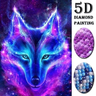 5D DIY Diamant Borduurwerk Diamant Schilderij Kruissteek Dier Wolf Droom 20X30CM blue