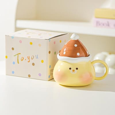 Creatieve Leuke Gesuikerde Meidoorn Cartoon Varkentje Puppy Kop Keramiek met Deksel Mok Cadeau Waterbeker Stelbeker 401-500ml