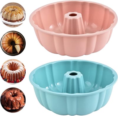 Set van 2 Silicone Bakvormen voor Gugelhupf en Donuts - 25 cm Maat voor Taarten, Gelatine en Brood Bakken