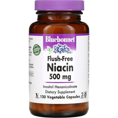 Bluebonnet Nutrition, Non-Rush Niacine, 500 mg, 120 Plantaardige Capsules