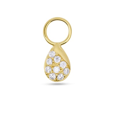 New Bling - 9NBG-O105-L - 14K goud – Oorbelhanger - per stuk – Druppel Links – Zirkonia