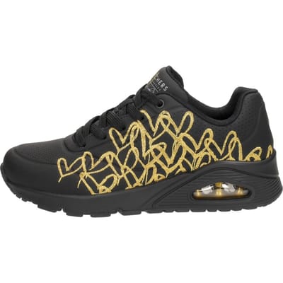 Skechers Uno - Golden Heart Dames Sneakers - Zwart