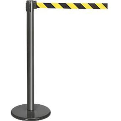 Afzetpaal met trekband antraciet, band zwart/geel