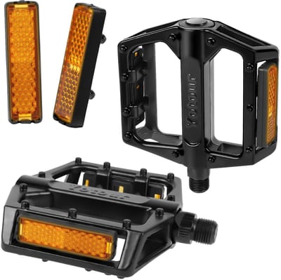 Allecto - Fietspedalen - Antislip - Aluminium - Zwart - Reflecterende platen - 9/16 inch lagerplatform - Geschikt voor BMX en MTB