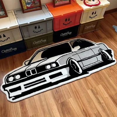 Tapis en forme de voiture de course, Tapis de chevet doux et confortable pour chambres à coucher, Tapis de sol décoratif pour chambres d'enfants, Décoration de maison 40x100cm 16x40inch
