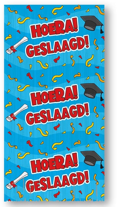 BTH – Hoera Geslaagd Foliegordijn – Blauw-rood-geel – Afstuderen – Geslaagd Versiering – Graduation Party