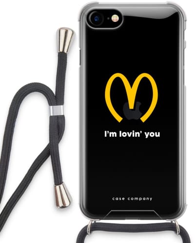 Case Company® - Hoesje met koord geschikt voor iPhone SE 2020 hoesje met Koord - I'm lovin' you - Telefoonhoesje met Zwart Koord - Bescherming aan alle Kanten en Over de Schermrand