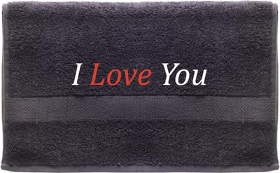 Handdoek - I Love you - 100x50cm - Grijs