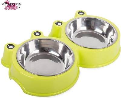 Dubbele voerbak voor hond en kat - Groen - 2x 0,3L - 34 x 20 x 5,5cm