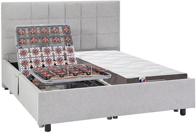 Vente-unique Bed met elektrische lattenbodem stof grijs 2 x 70 x 190 cm