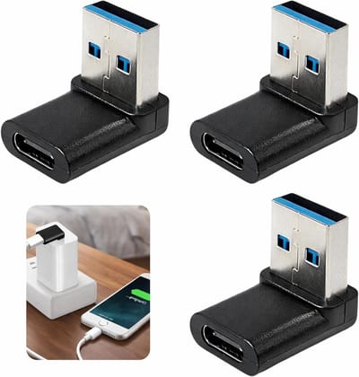 3 stuks 90 graden USB C hoekadapters, ruimtebesparend ontwerp, 10 Gbps gegevensoverdracht, 100 W snel opladen, ideaal voor laptop, pc en smartphone