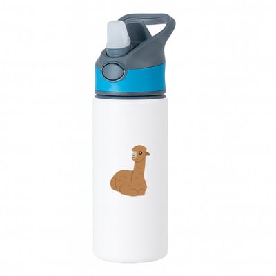 Hacebo® - Lama waterfles met rietje blauw - Alpaca - Dieren liefhebbers - Dierentuin - kameelachtigen - zoogdieren - water fles - 650ML